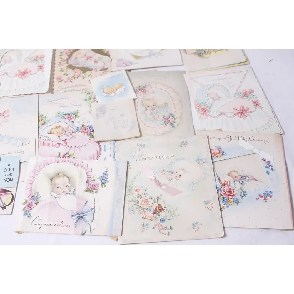 1950s 60s New Baby Greeting Card Lot Scrapbooking Collectible ~ 260612-WH 1111